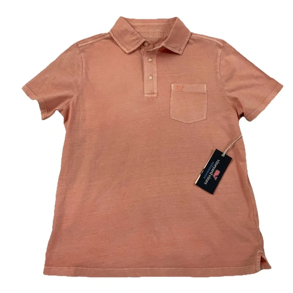 Vineyard Vines Performance Polo Shirt Boy’s L Pink Polo 100% Cotton Pocket New